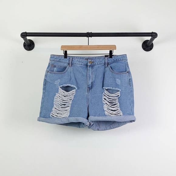 NWT Fashion Nova Going Bad High Rise Ripped Distressed Denim Shorts - Picture 5 of 9